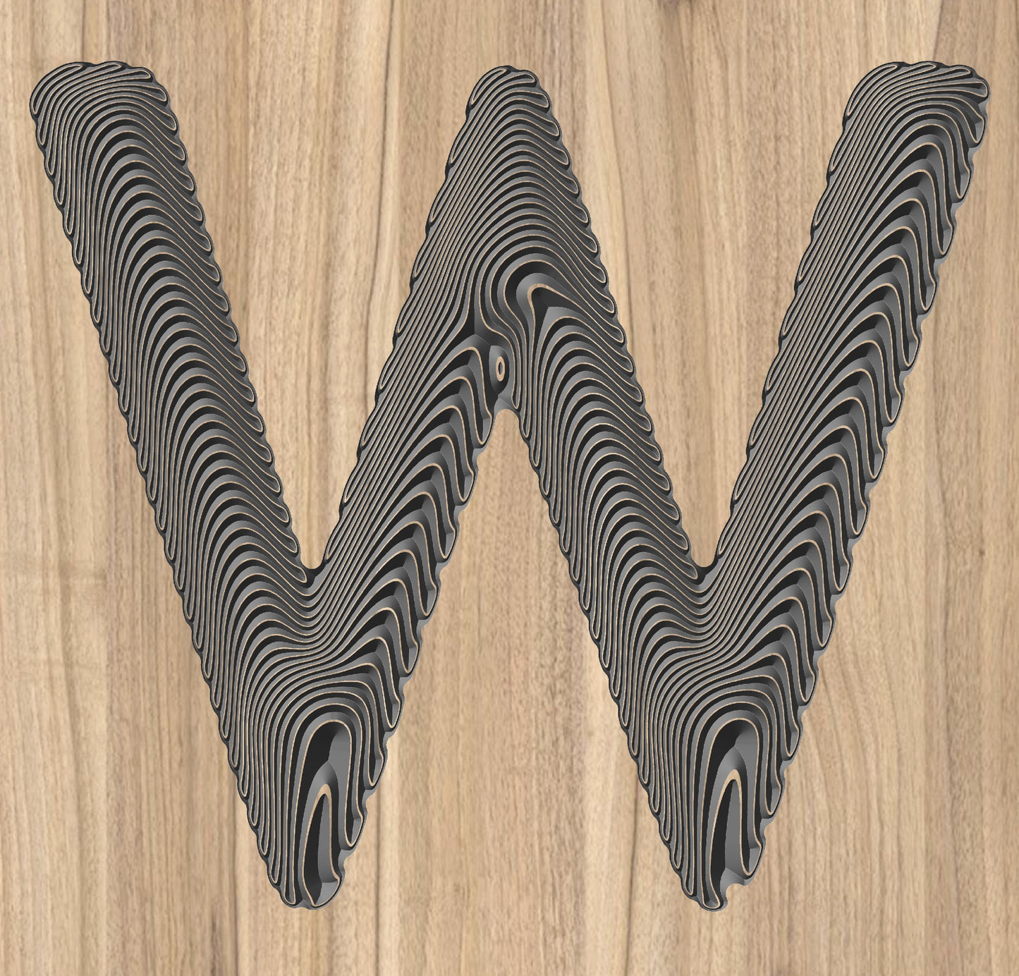 Set of 3D floating wave effect letters A-Z - Bonitum CNC Model Studio