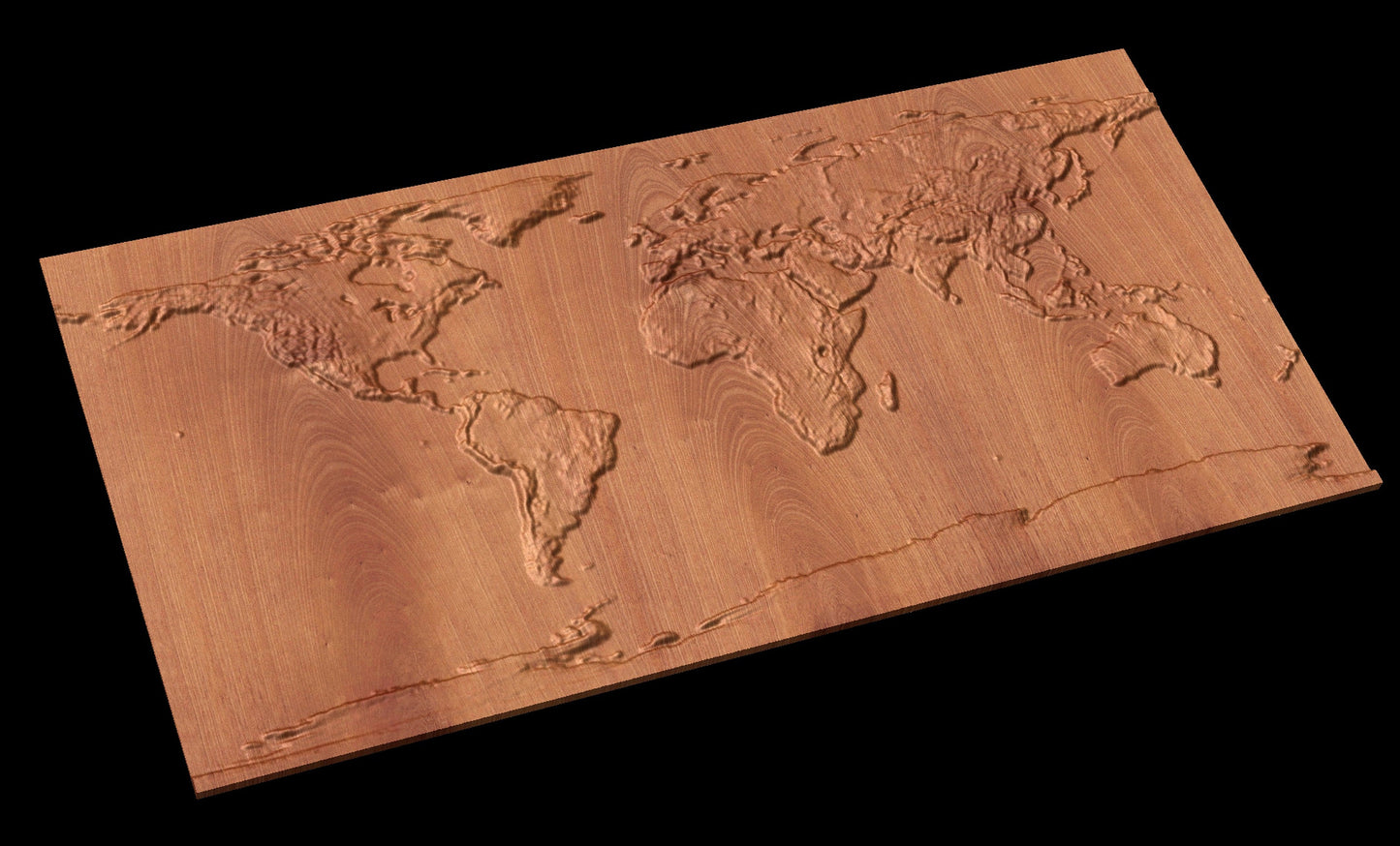 World Map 3D STL relief CNC cutting file - Bonitum CNC Model Studio