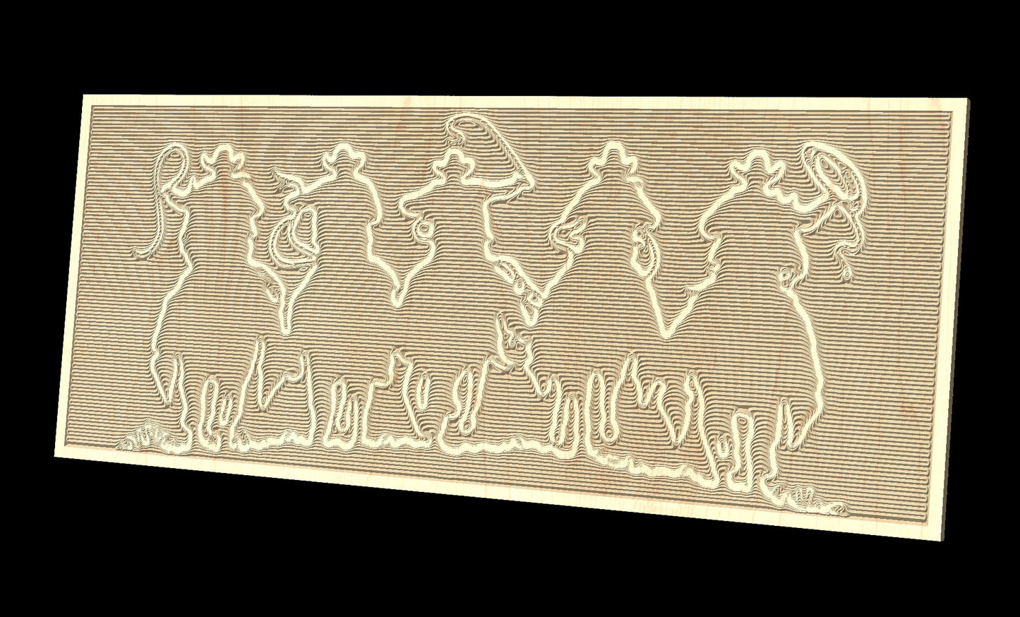 The Vector file for V- bit carving "Cowboys" - Bonitum CNC Model Studio