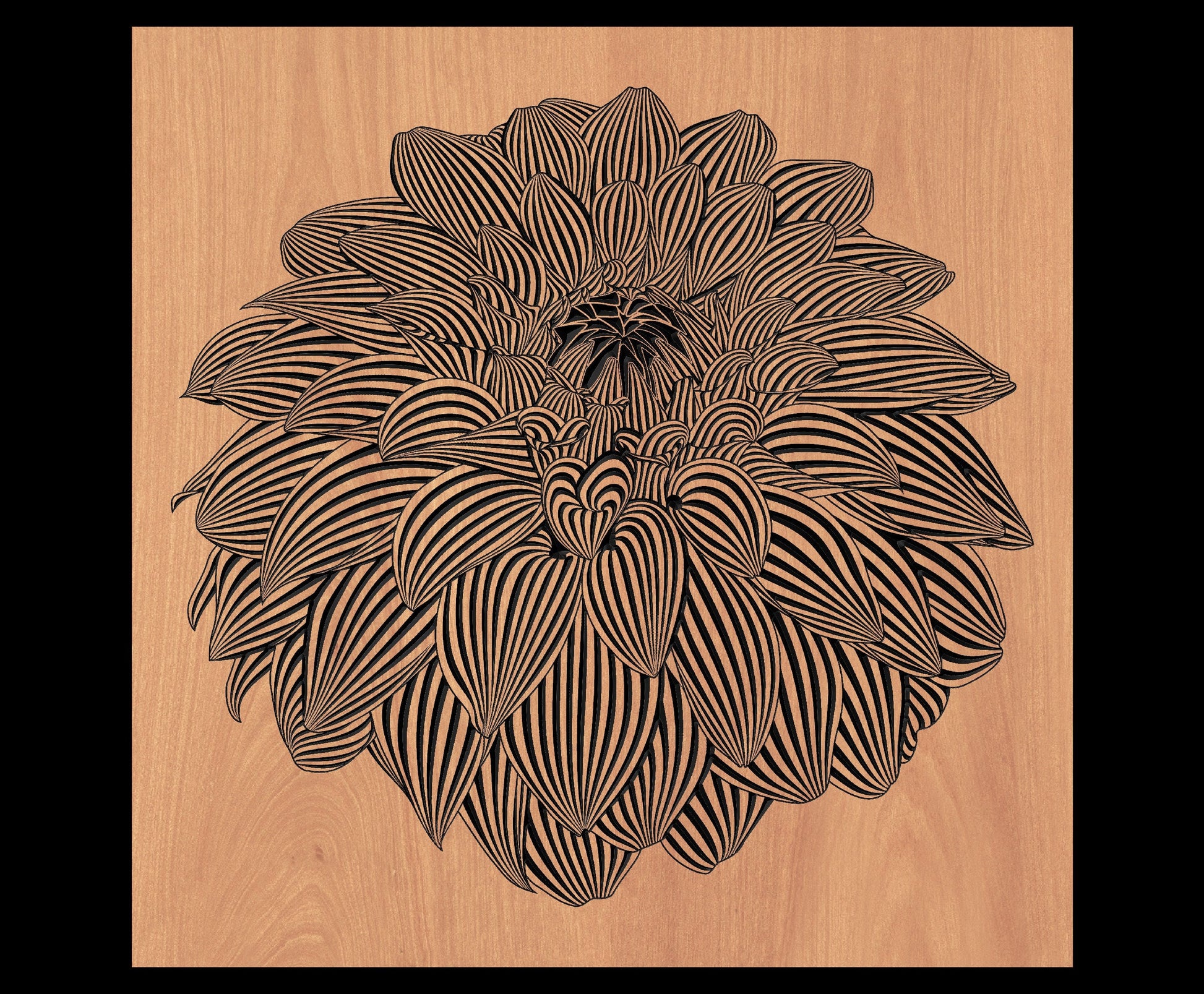 The Vector file for V- bit carving "Dahlia" - Bonitum CNC Model Studio