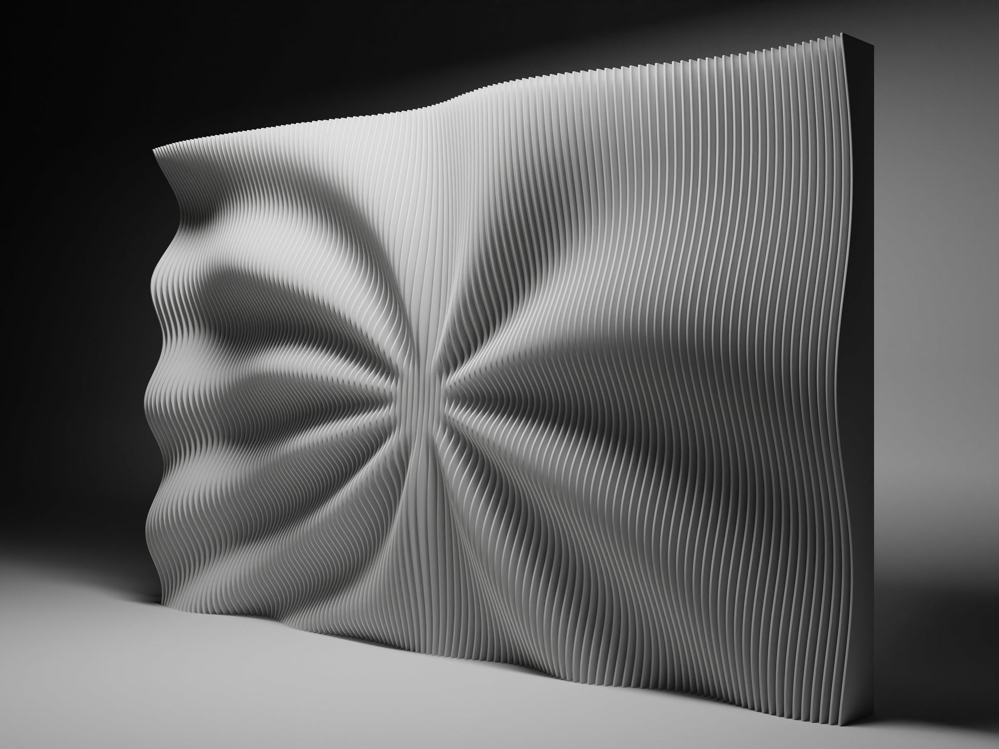 Parametric wallart CNC cutting file "FLOW6371" and 3d relief - Bonitum CNC Model Studio