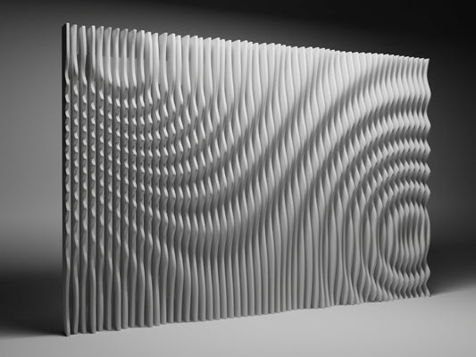 Parametric wallart CNC cutting file "WAVES4787" and 3D relief - Bonitum CNC Model Studio