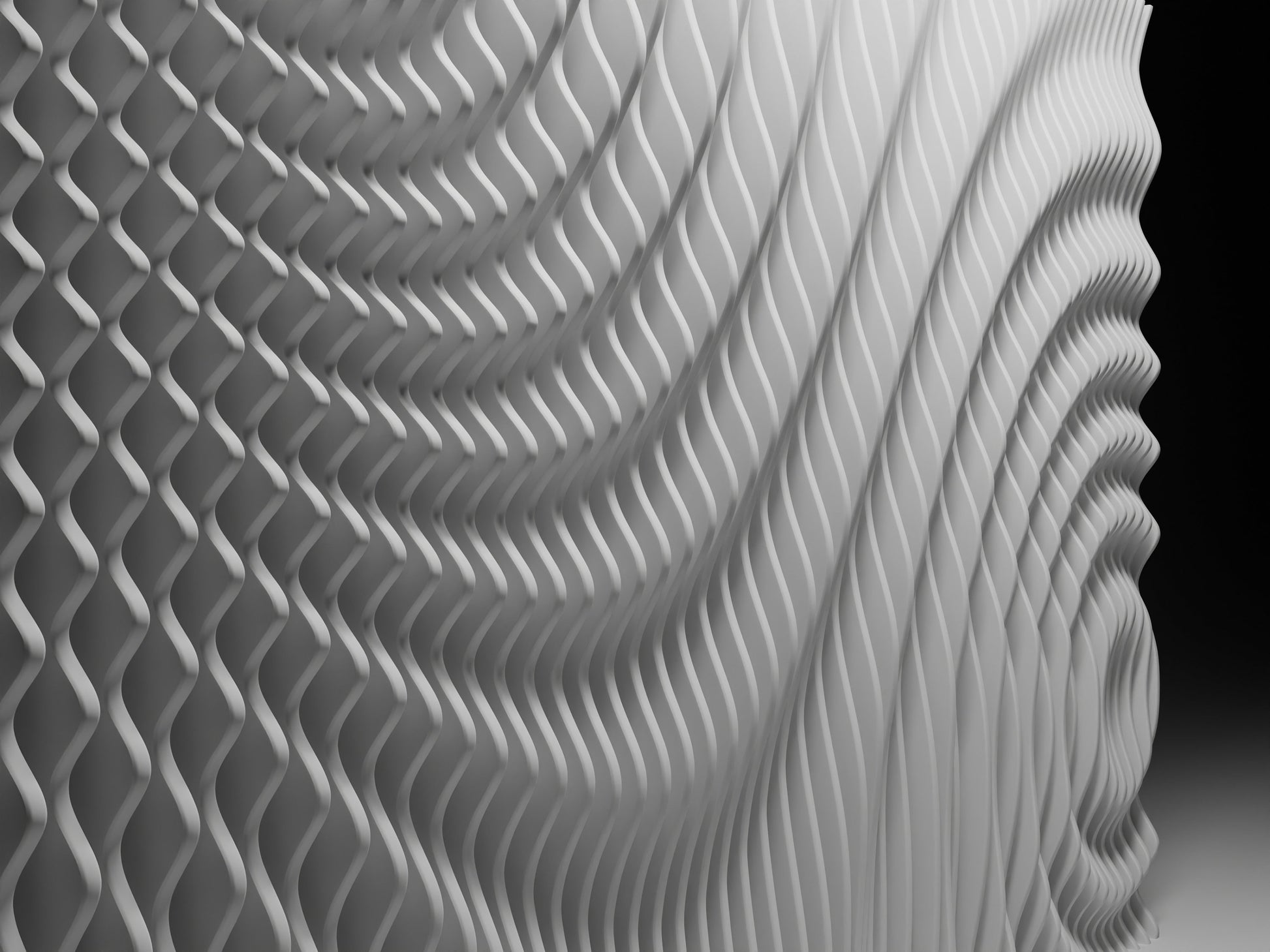 Parametric wallart CNC cutting file "WAVES4787" and 3D relief - Bonitum CNC Model Studio