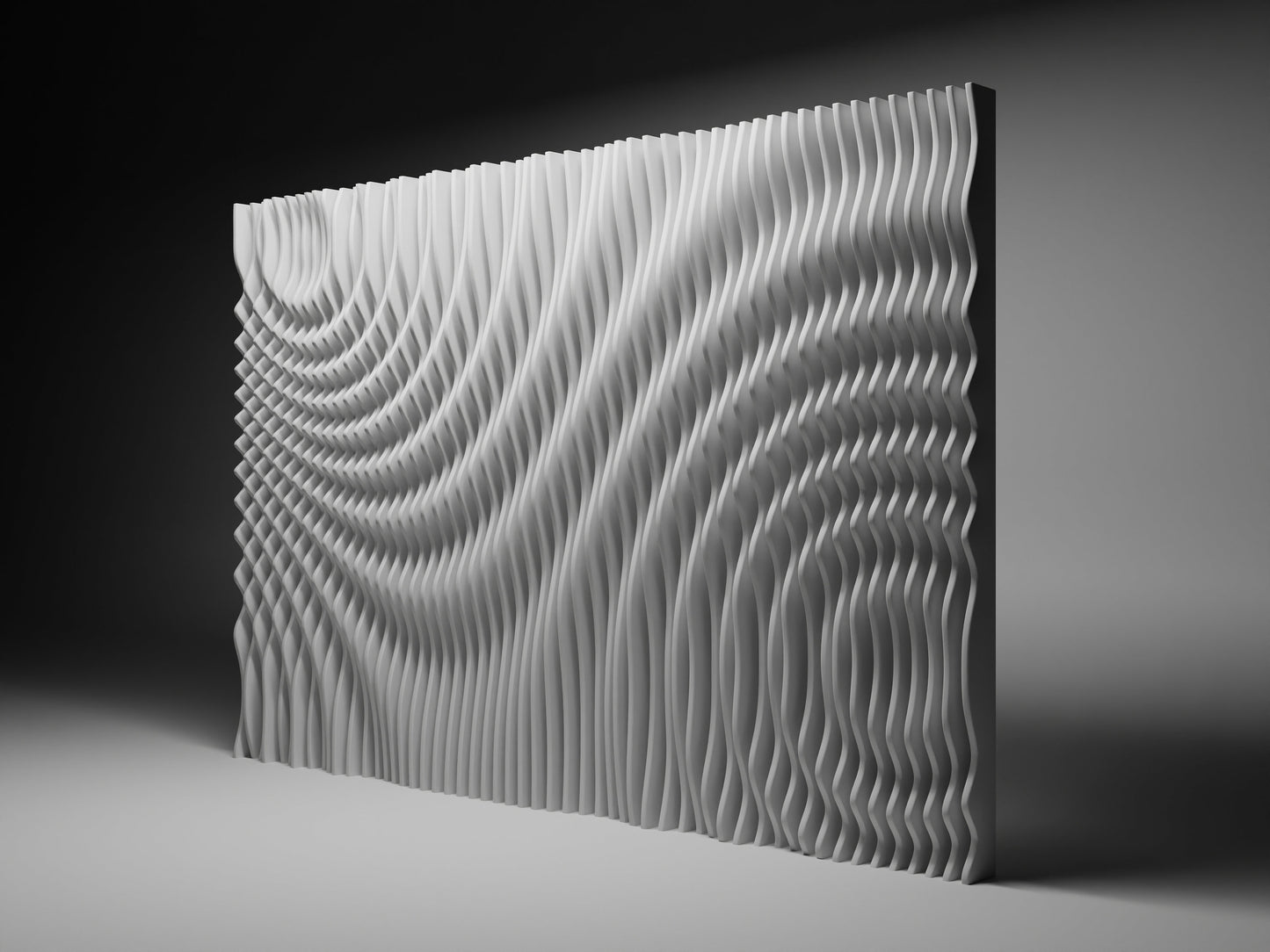 Parametric wallart CNC cutting file "WAVES4787" and 3D relief - Bonitum CNC Model Studio