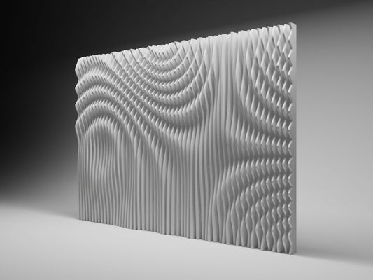 Parametric wallart CNC cutting file "WAVES4819" and 3d relief - Bonitum CNC Model Studio