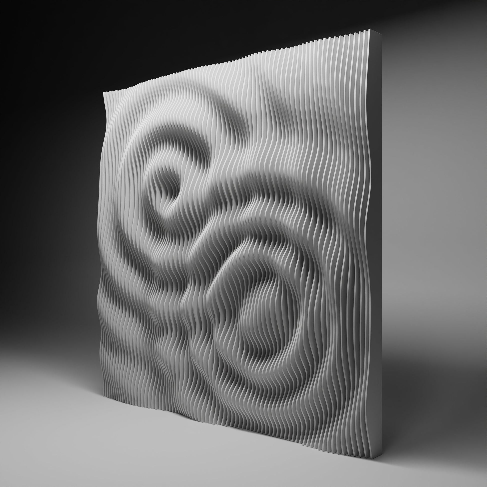 Parametric wallart CNC cutting file "Wave 8-16" and 3d relief - Bonitum CNC Model Studio