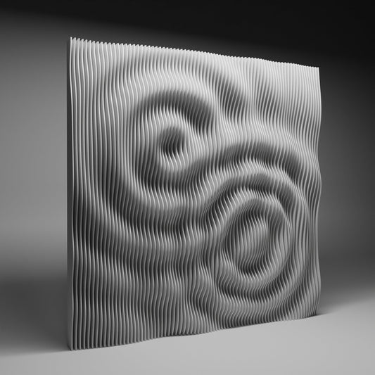 Parametric wallart CNC cutting file "Wave 8-16" and 3d relief - Bonitum CNC Model Studio