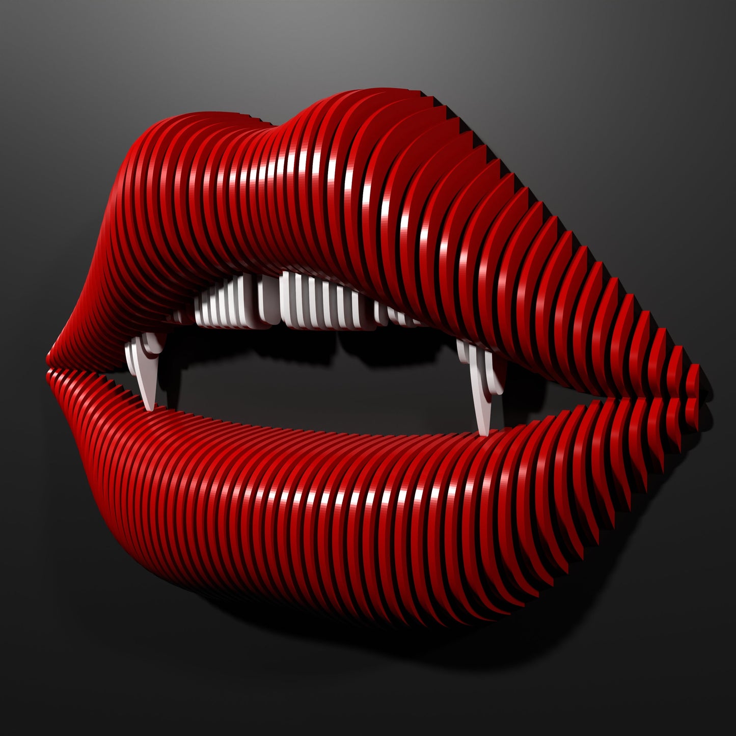 Parametric wall art VAMPIRE LIPS CNC cutting file - Bonitum CNC Model Studio