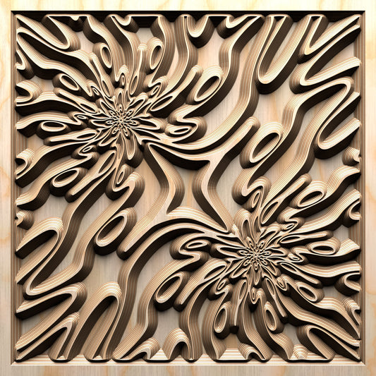 TMGW1 Wavy pattern Vector file for V- bit carving with software Vectric Aspire, Cut3D, ArtCAM - Bonitum CNC Model Studio