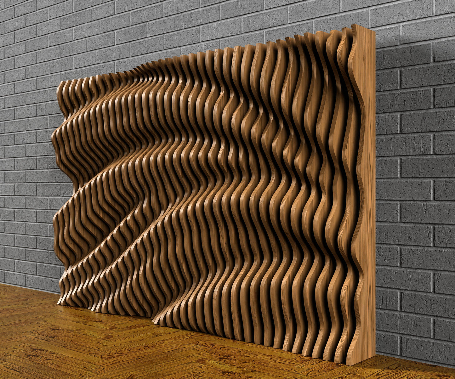 Parametric "Wave wall 3" CNC cutting file custom size - Bonitum CNC Model Studio