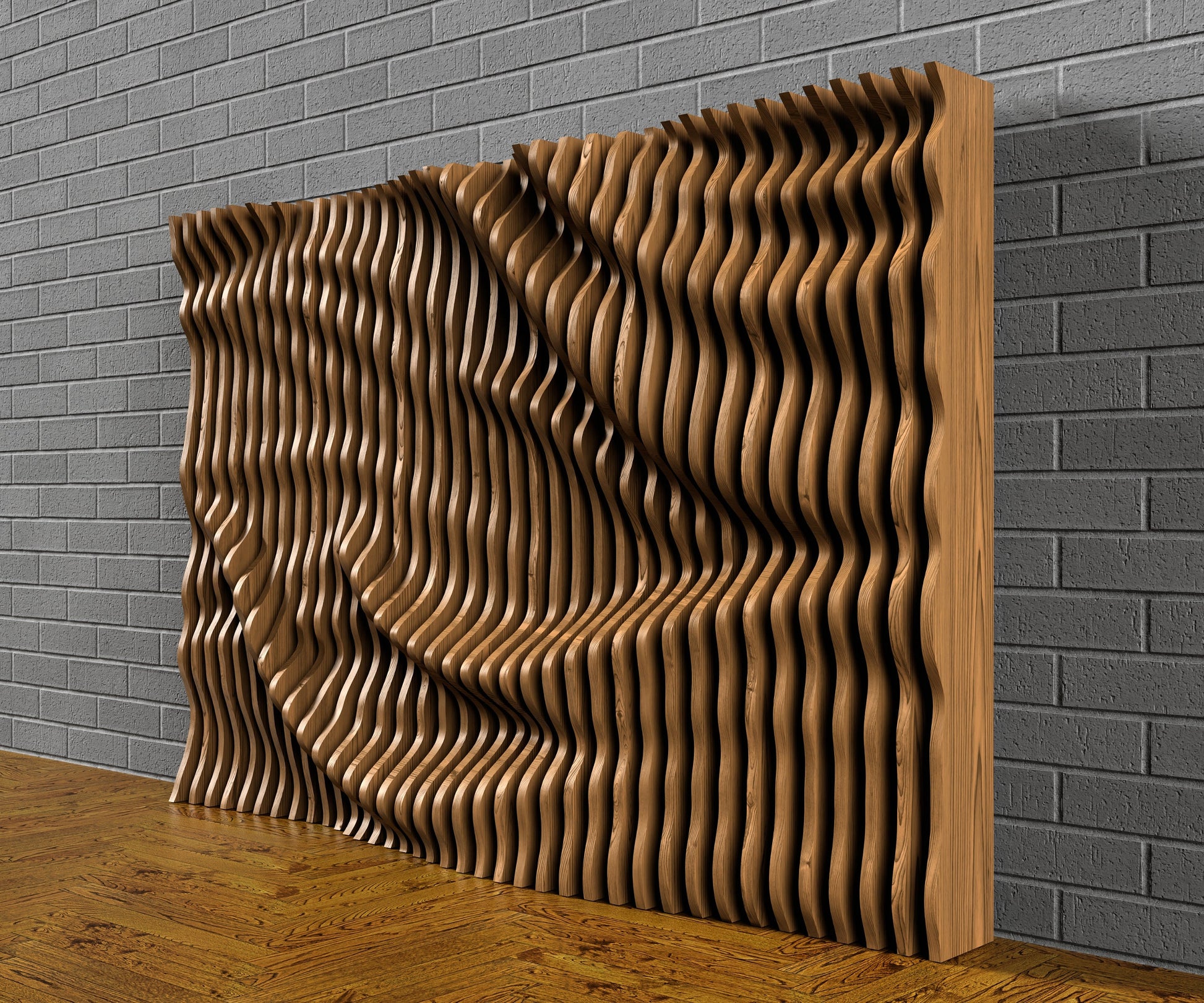 Parametric "Wave wall 4" CNC cutting file custom size - Bonitum CNC Model Studio